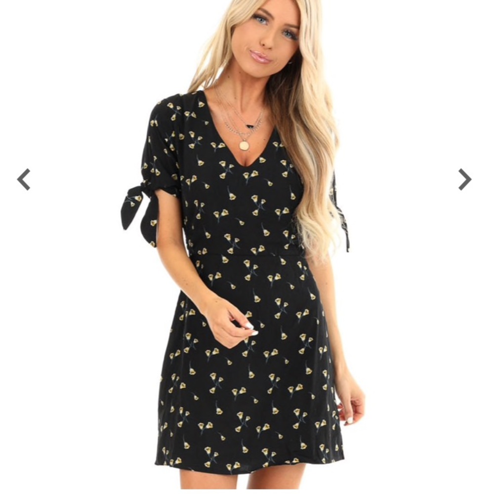 NWT Floral Dress with Tie Sleeves